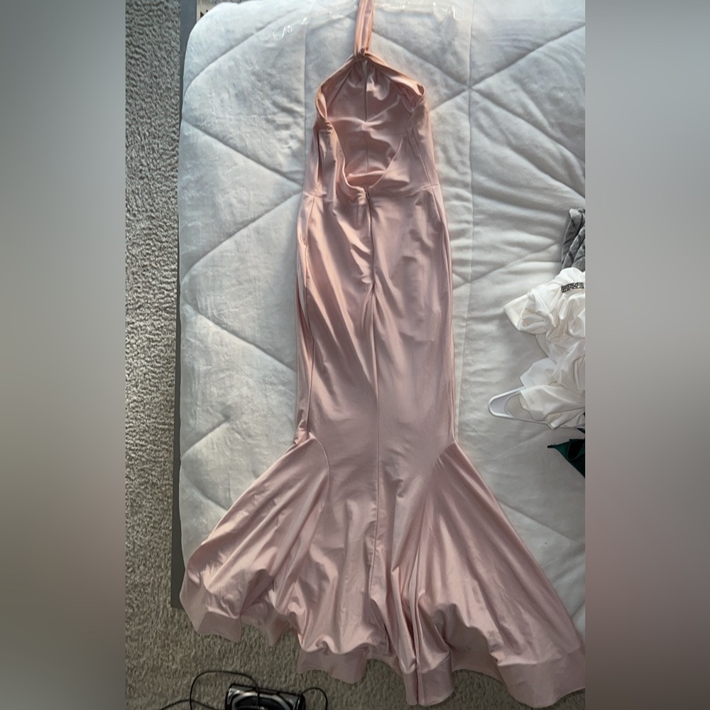 Pink gown open back
